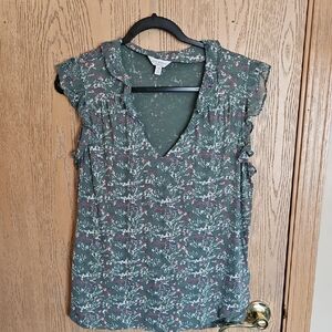 NWOT Lucky Brand Floral Green Women's Top